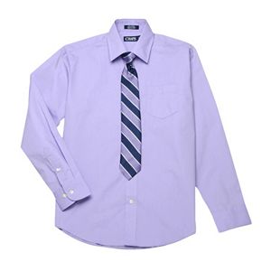 Boys 4-20 Chaps Shirt & Striped Tie Set