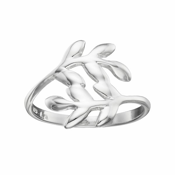 Primrose Sterling Silver Leaf Bypass Ring