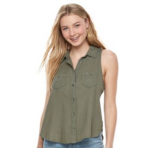 Juniors' Mudd® Embroidered Twill Blouse