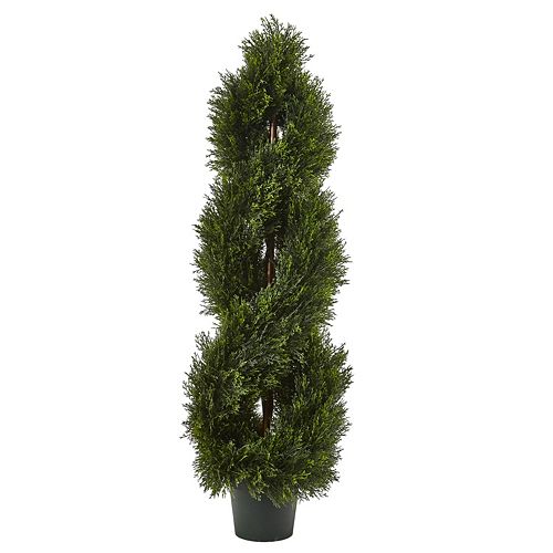 nearly natural Artificial Double Pond Cypress 4-ft. Spiral Topiary