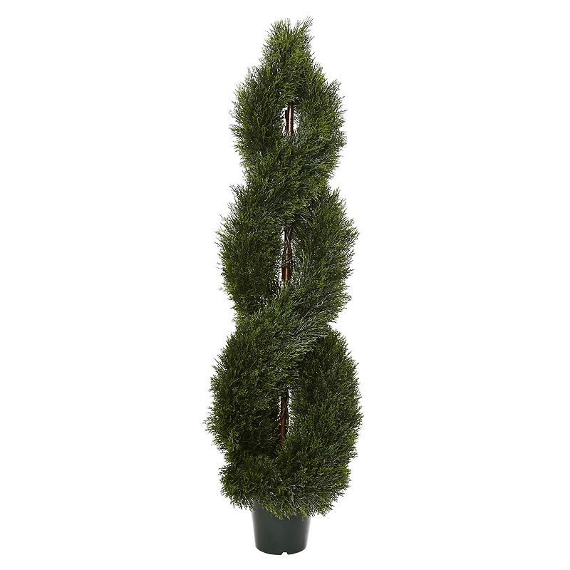 nearly natural Artificial 5-ft. Pond Cypress Spiral Topiary, Green