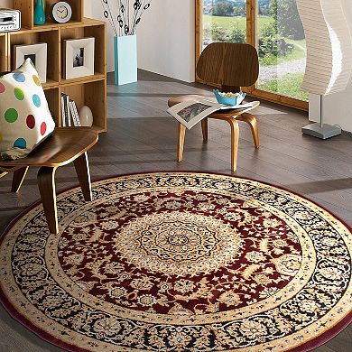 World Rug Gallery Alpine Traditional Framed Floral Rug