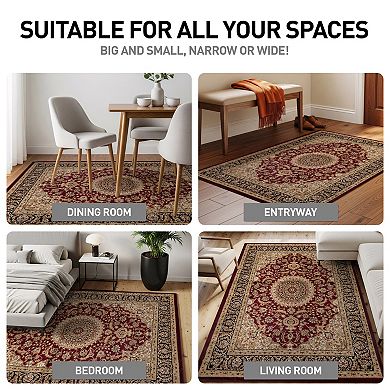 World Rug Gallery Alpine Traditional Framed Floral Rug