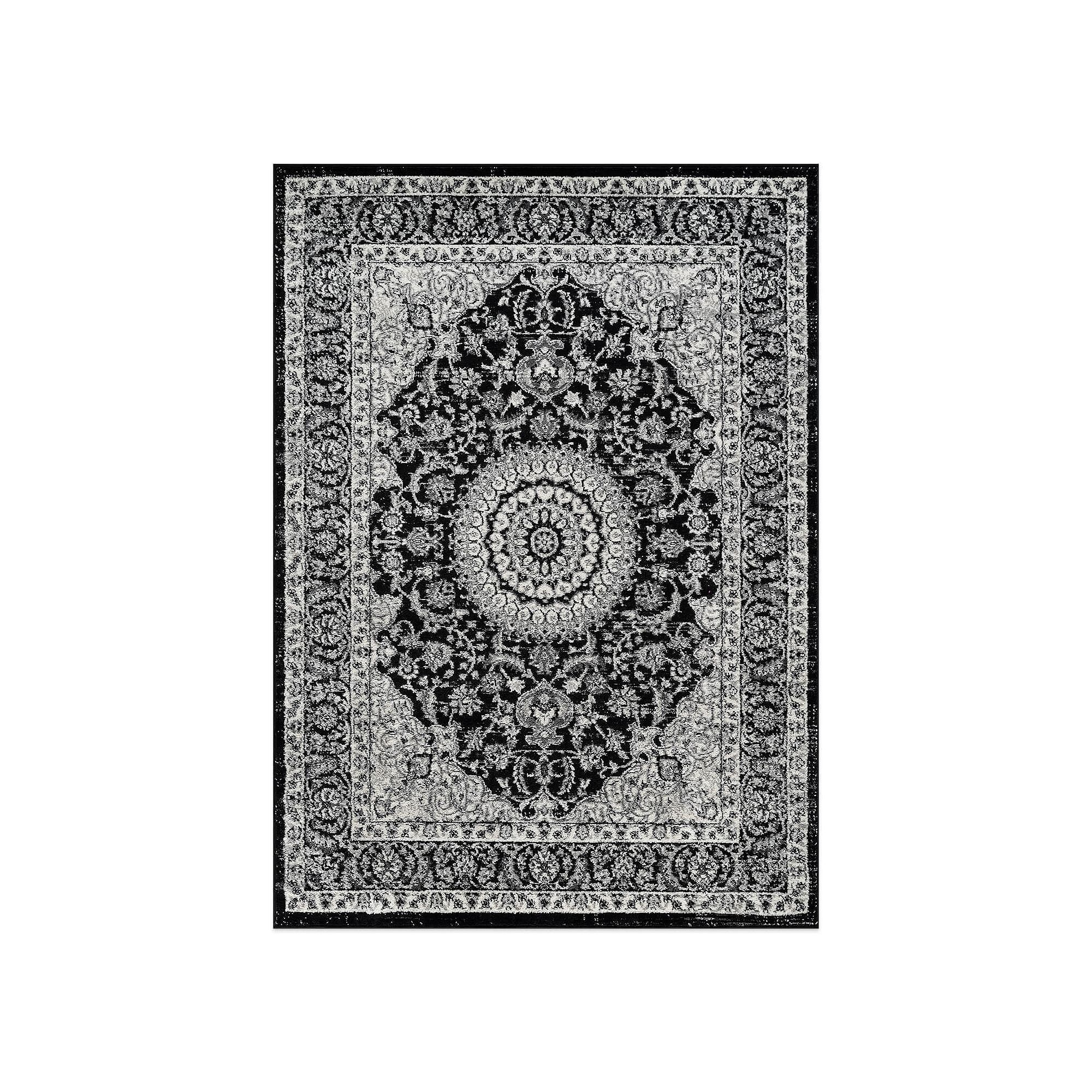 World Rug Gallery Alpine Traditional Framed Floral Rug, Black