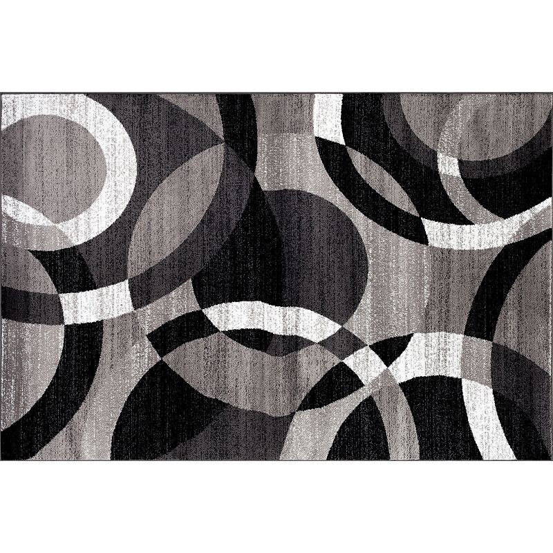 Contemporary Modern Circles Grey Abstract Area Rug or Runner