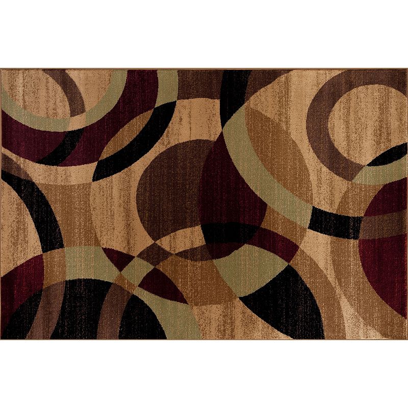 World Rug Gallery Alpine Contemporary Modern Circles Rug, Multicolor, 8X10 Ft