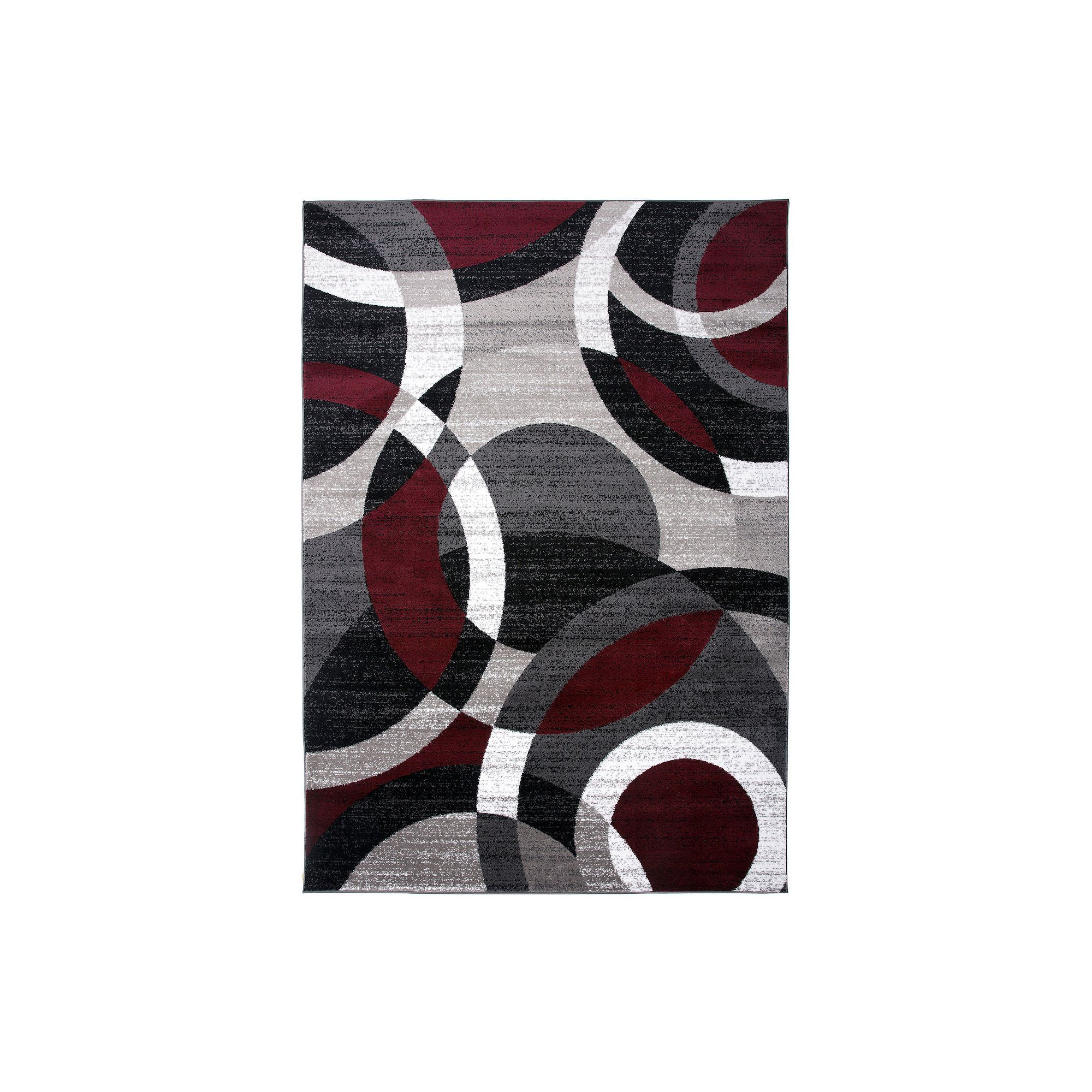 World Rug Gallery Alpine Contemporary Modern Circles Rug, Red