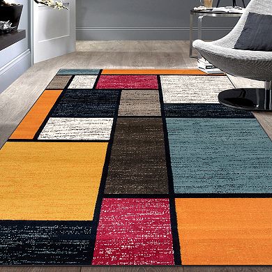 World Rug Gallery Alpine Contemporary Modern Boxes Rug