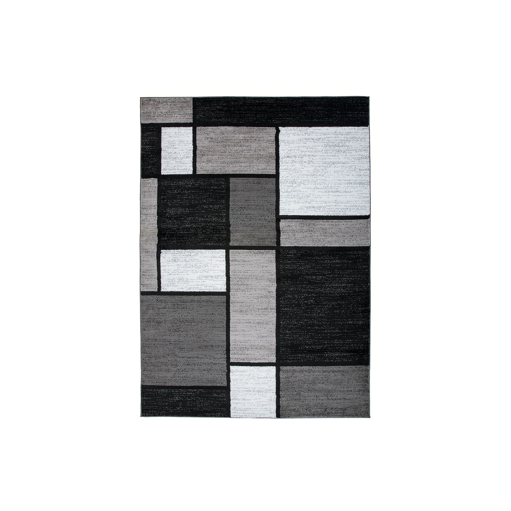 World Rug Gallery Alpine Contemporary Modern Boxes Rug, Gray