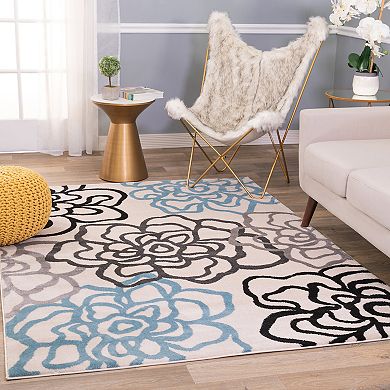 World Rug Gallery Alpine Contemporary Modern Floral Flowers Rug