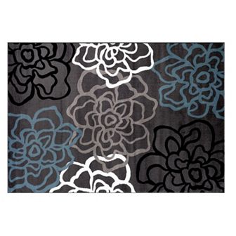 World Rug Gallery Alpine Contemporary Modern Floral Flowers Rug