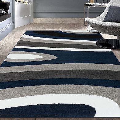 World Rug Gallery Alpine Contemporary Modern Waves Rug