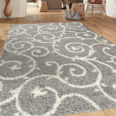 World Rug Gallery Florida Cozy Scroll Shag Rug