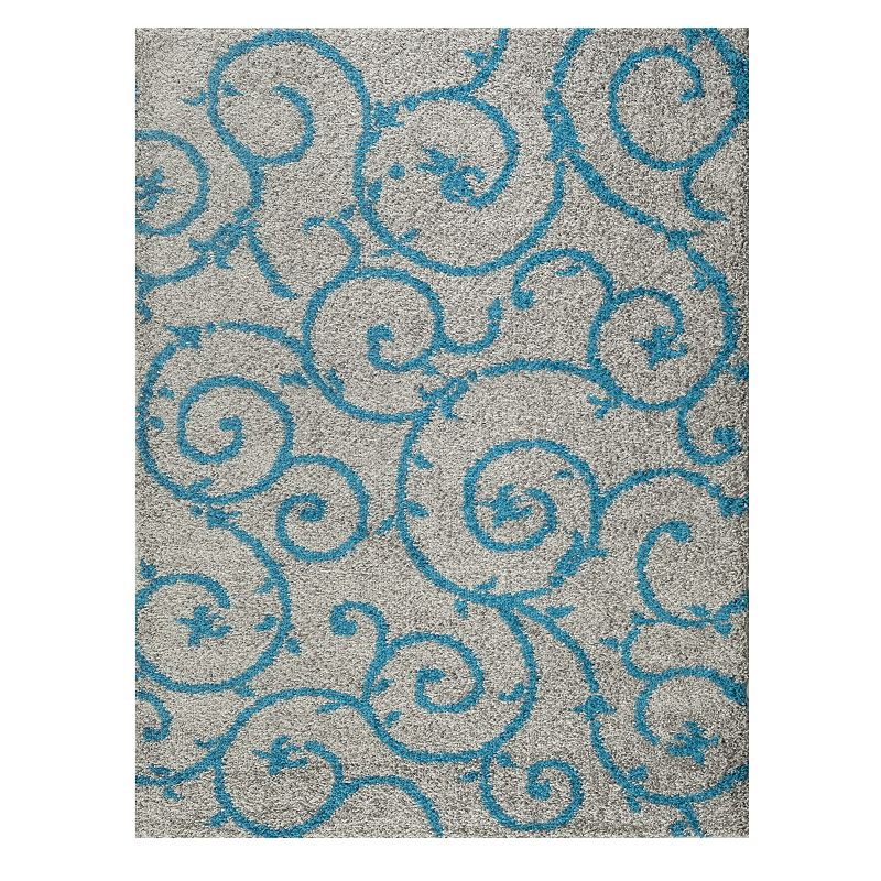 UPC 847918046986 product image for World Rug Gallery Florida Cozy Scroll Shag Rug, Turquoise/Blue, 5X7 Ft | upcitemdb.com