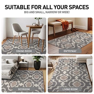 World Rug Gallery Florida Cozy Moroccan Trellis Shag Rug
