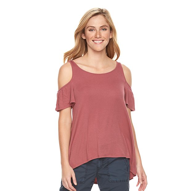 Women s Sonoma Goods For Life Ribbed Cold Shoulder Tee