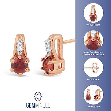 Gemminded 10k Rose Gold Garnet & Diamond Accent Drop Earrings