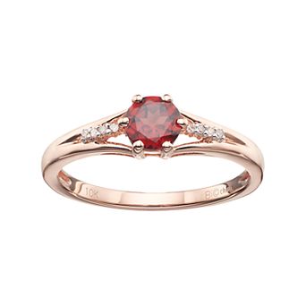 Gemminded 10k Rose Gold Garnet & Diamond Accent Ring