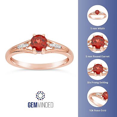 Gemminded 10k Rose Gold Garnet & Diamond Accent Ring