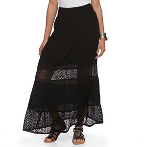 Juniors' Joe B Smock Crochet Maxi Skirt