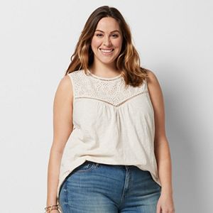 Plus Size SONOMA Goods for Life™ Split Eyelet Top