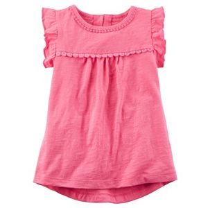 Girls 4-8 Carter's Ruffle Sleeve Floral Trim Top
