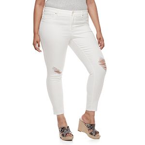 Plus Size Jennifer Lopez Destructed Super Skinny Jeans