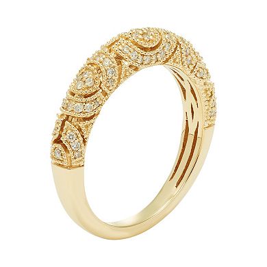 14k Gold 1/4 Carat T.W. IGL Certified Diamond Art Deco Wedding Ring