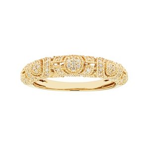 14k Gold 1/4 Carat T.W. IGL Certified Diamond Art Deco Wedding Ring