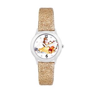 Disney's Beauty and the Beast Belle, Chip & Sultan Kids'  Glittery Leather Watch