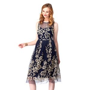 Women's Indication by ECI Embroidered Fit & Flare Dress