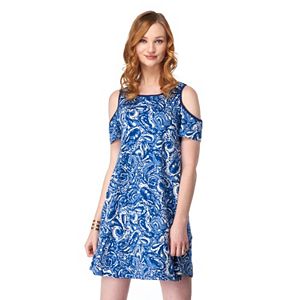Women's Indication by ECI Print Cold-Shoulder Dress