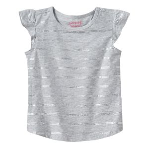 Toddler Girl Jumping Beans® Foil Striped Flutter Sleeve Slubbed Tee