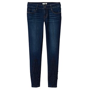Girls 7-16 Mudd® Crochet Lace Hem Skinny Jeans