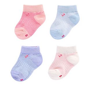 Baby Girl everUP™ 4-pk. Striped Low-Cut Socks