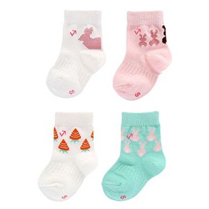 Baby Girl everUP™  4-pk. Bunnies & Carrots Crew Socks