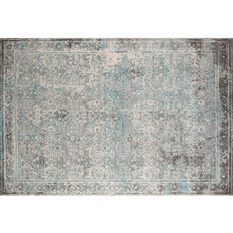 Momeni Luxe Winston Framed Floral Rug, Turquoise/Blue, 2X3 Ft