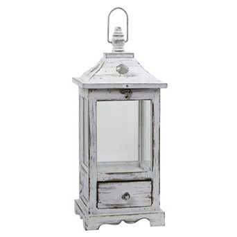 nearly natural Distressed Wooden Lantern with Drawer