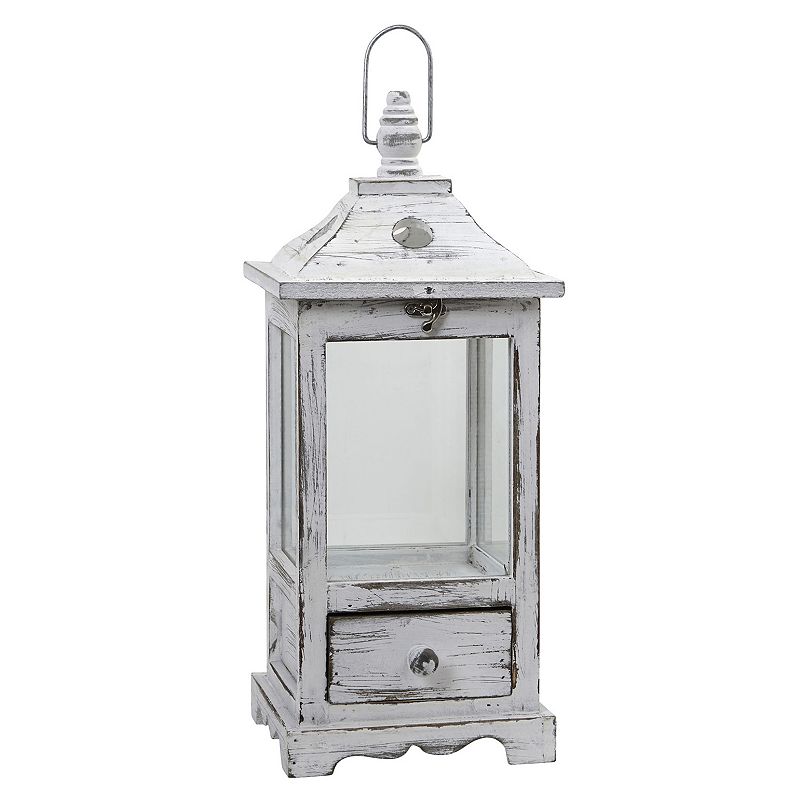37221707 nearly natural Distressed Wooden Lantern with Draw sku 37221707