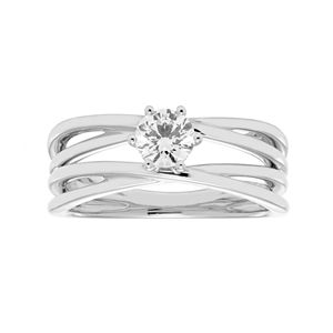 14k Gold 1/2 Carat T.W. IGL Certified Diamond Crisscross Engagement Ring