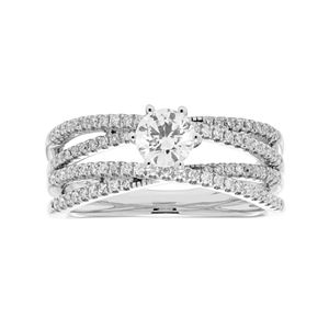 14k Gold 7/8 Carat T.W. IGL Certified Diamond Crisscross Engagement Ring