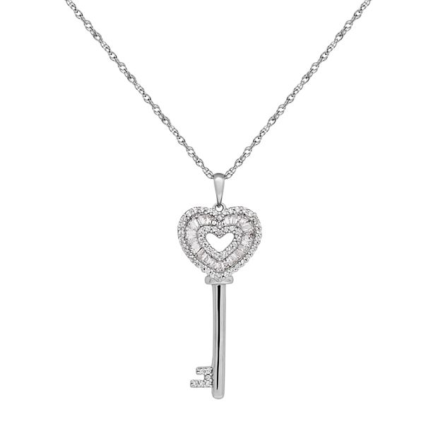 Metal Heart Keychain Featuring Cubic Zirconia Accents. - K (750256)