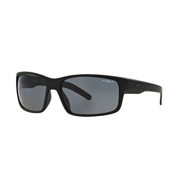 Arnette Men's AN4202 Fastball Rectangular Sunglasses, Fuzzy Black /Polarized Grey, 62 mm