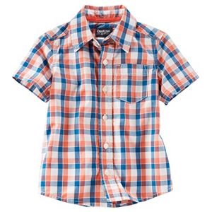 Boys 4-8 OshKosh B'gosh® Short Sleeve Button-Front Plaid Shirt