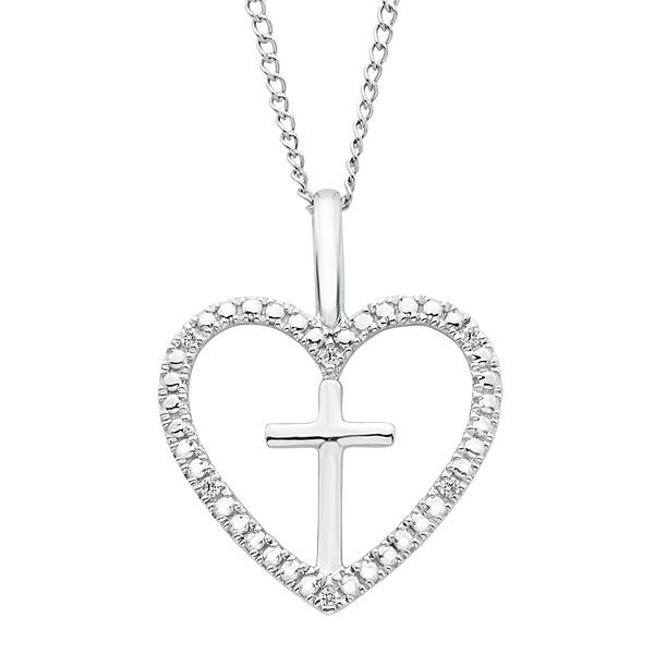 MMC Silver Pendants Cross Twisting with Heart Necklaces for Womens