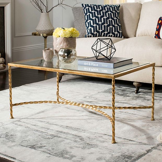 Safavieh Matilda Gold Leaf Glass Coffee Table