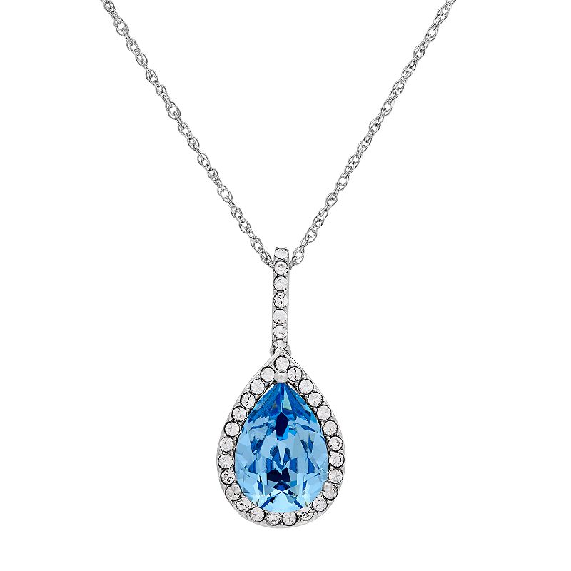 Artistique Sterling Silver Crystal Teardrop Pendant Necklace, Womens, Siz