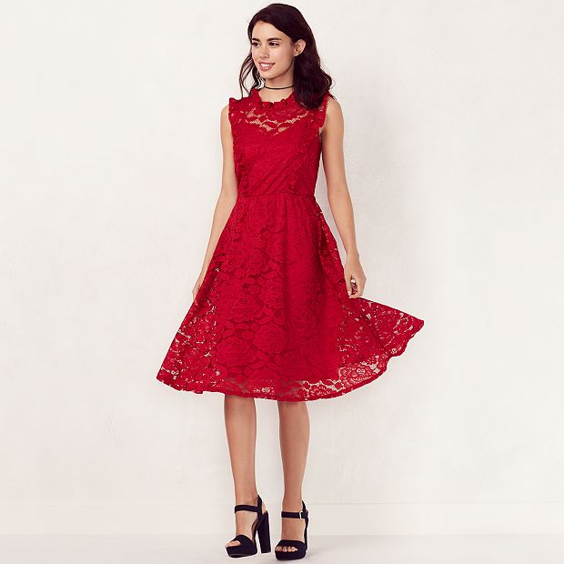 LC Lauren Conrad Lace Fit & Flare Dress - Women's