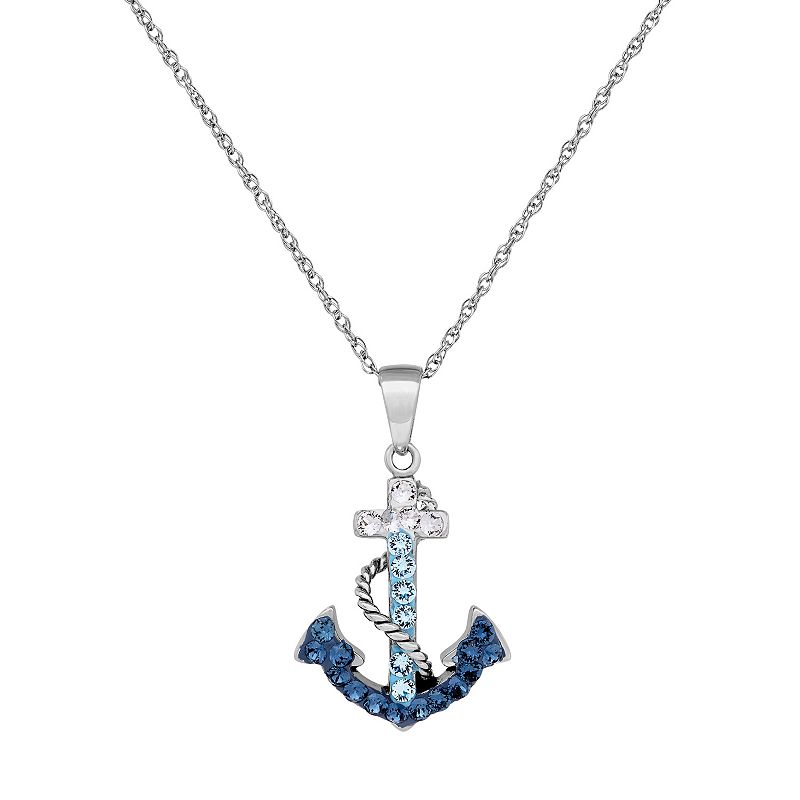 Artistique Sterling Silver Crystal Anchor Pendant Necklace, Womens, Size: