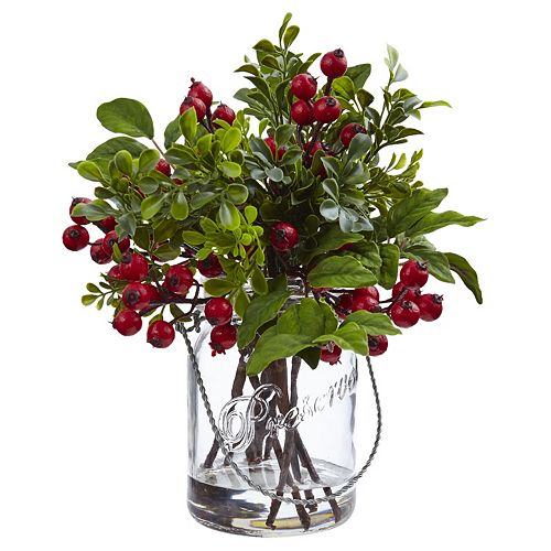 nearly natural Artificial Berry Boxwood Arrangement
